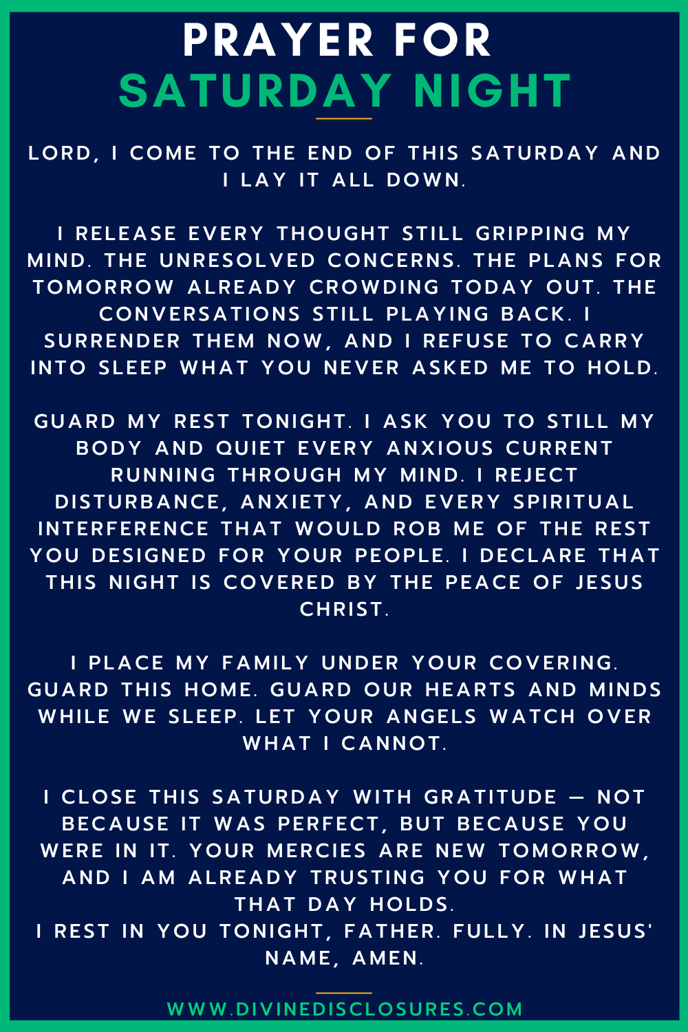 Saturday Night Prayer