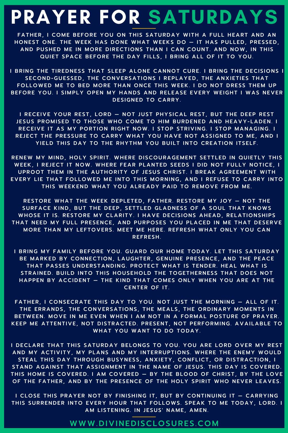Saturday Prayer