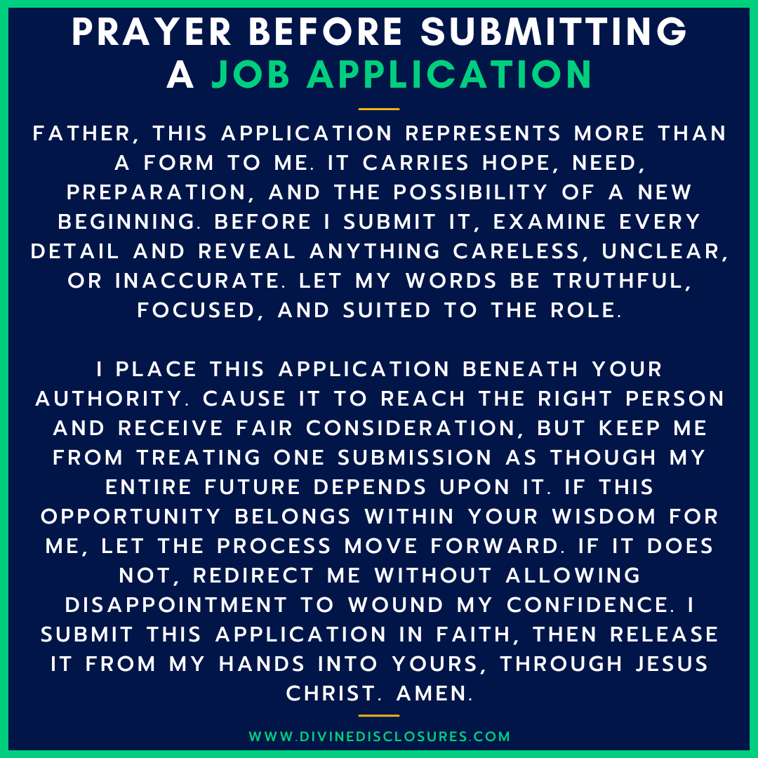 Prayer before Job Application Process