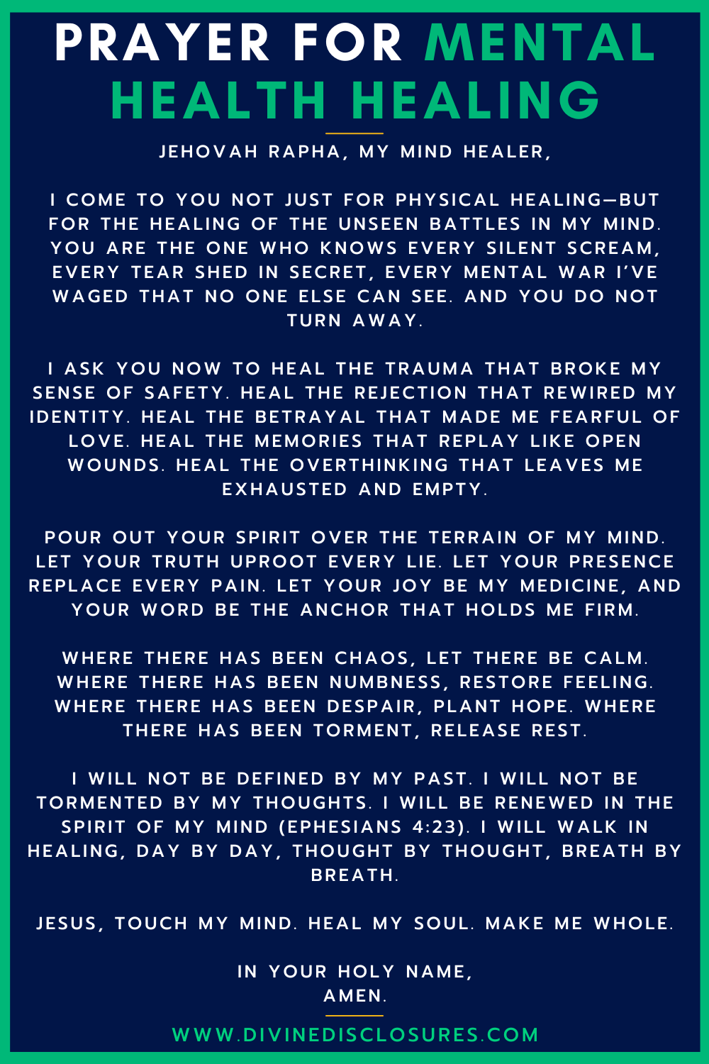 Prayer For Mental Health Healing