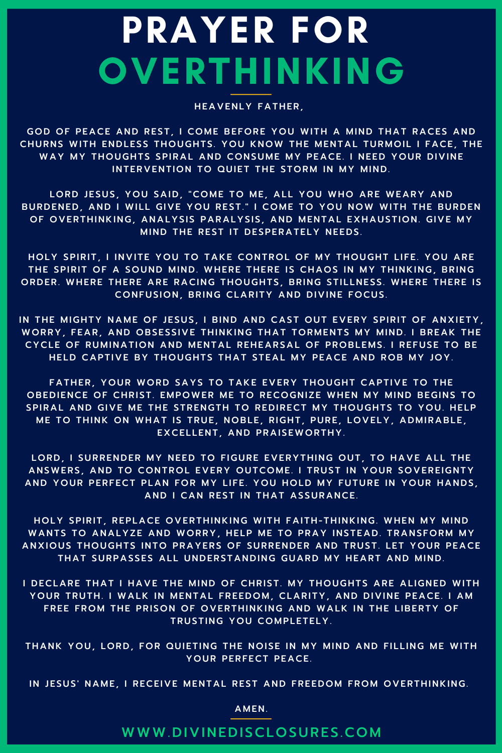Prayer For Overthinking